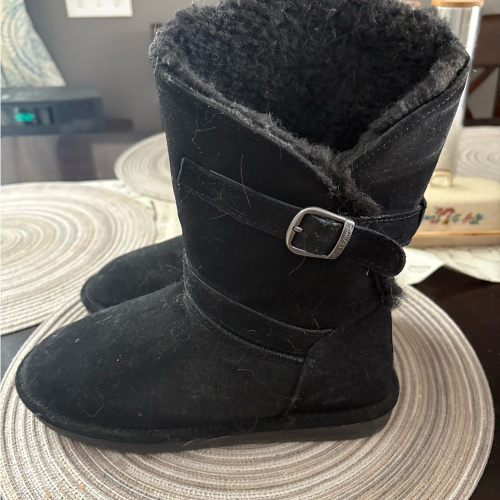 BearPaw Black Suede Winter Boots Size 8
